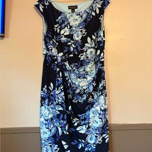 Connected Apparel Blue Floral Midi Dress